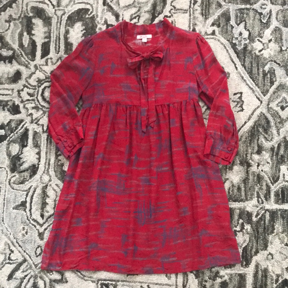 Anthro Lux Red 100% Silk Dress